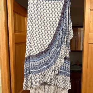 Christian Siriano Blue and White Midi Skirt